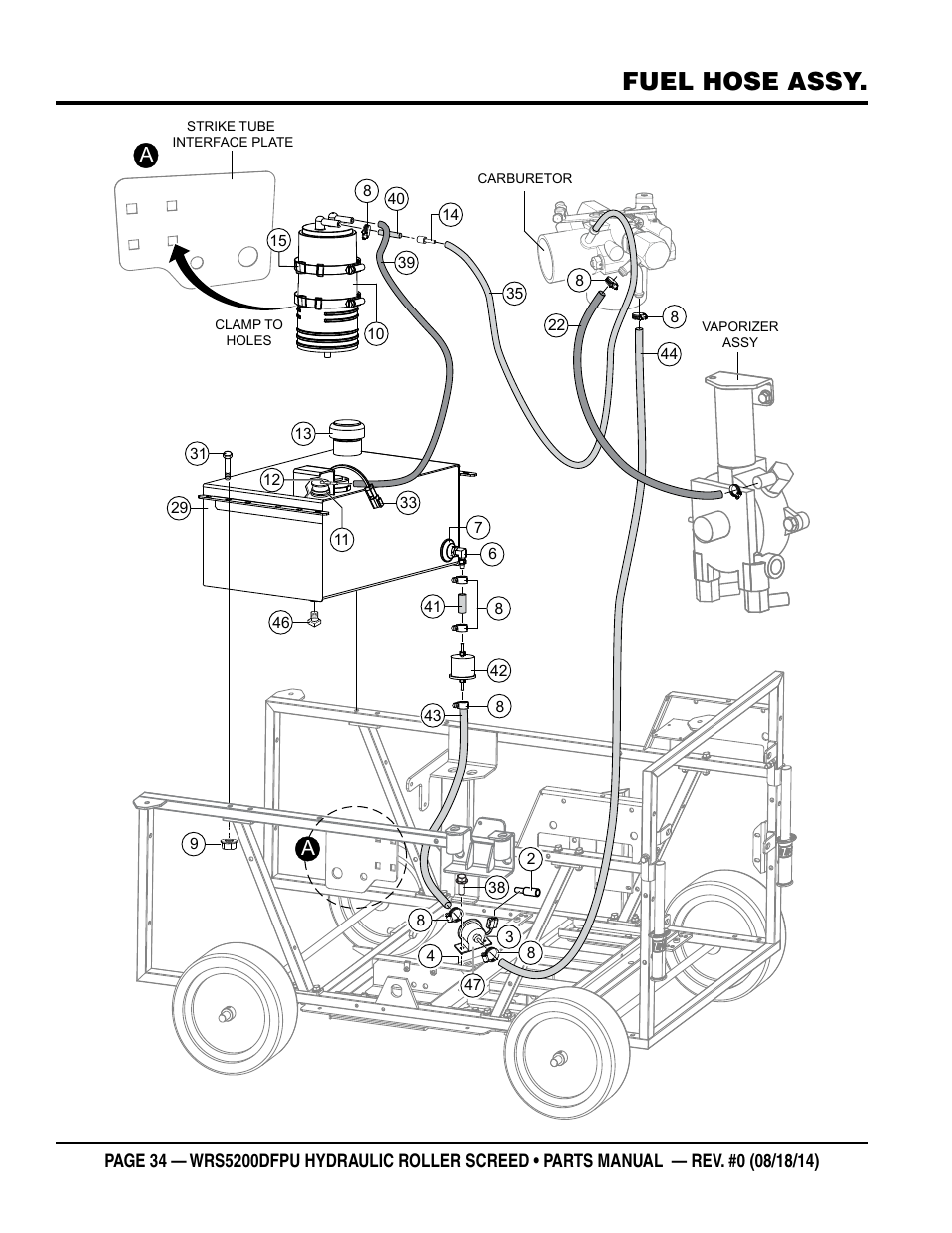 Fuel hose assy | Multiquip WRSPUDF (KUBOTA WG972GL-E3 DUAL FUEL GAS AND PROPANE ENGINE) User Manual | Page 34 / 108