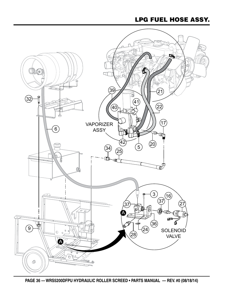 Lpg fuel hose assy | Multiquip WRSPUDF (KUBOTA WG972GL-E3 DUAL FUEL GAS AND PROPANE ENGINE) User Manual | Page 36 / 108