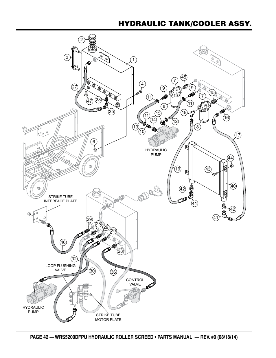 Hydraulic tank/cooler assy | Multiquip WRSPUDF (KUBOTA WG972GL-E3 DUAL FUEL GAS AND PROPANE ENGINE) User Manual | Page 42 / 108