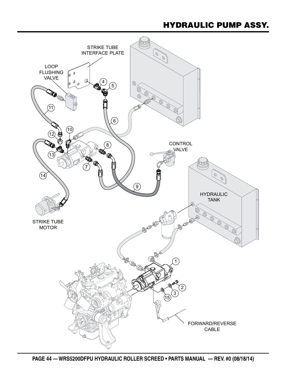 Hydraulic pump assy | Multiquip WRSPUDF (KUBOTA WG972GL-E3 DUAL FUEL GAS AND PROPANE ENGINE) User Manual | Page 44 / 108
