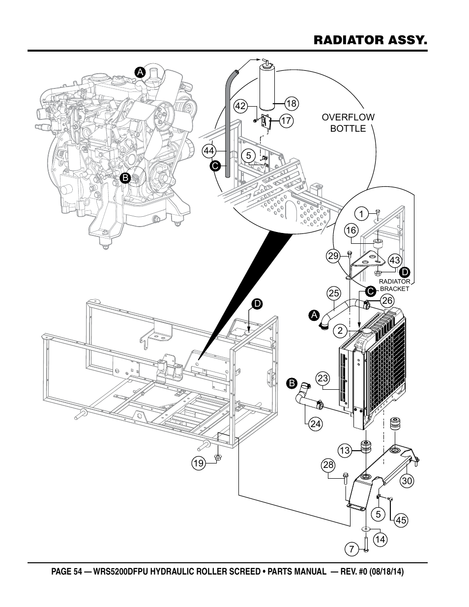 Radiator assy | Multiquip WRSPUDF (KUBOTA WG972GL-E3 DUAL FUEL GAS AND PROPANE ENGINE) User Manual | Page 54 / 108