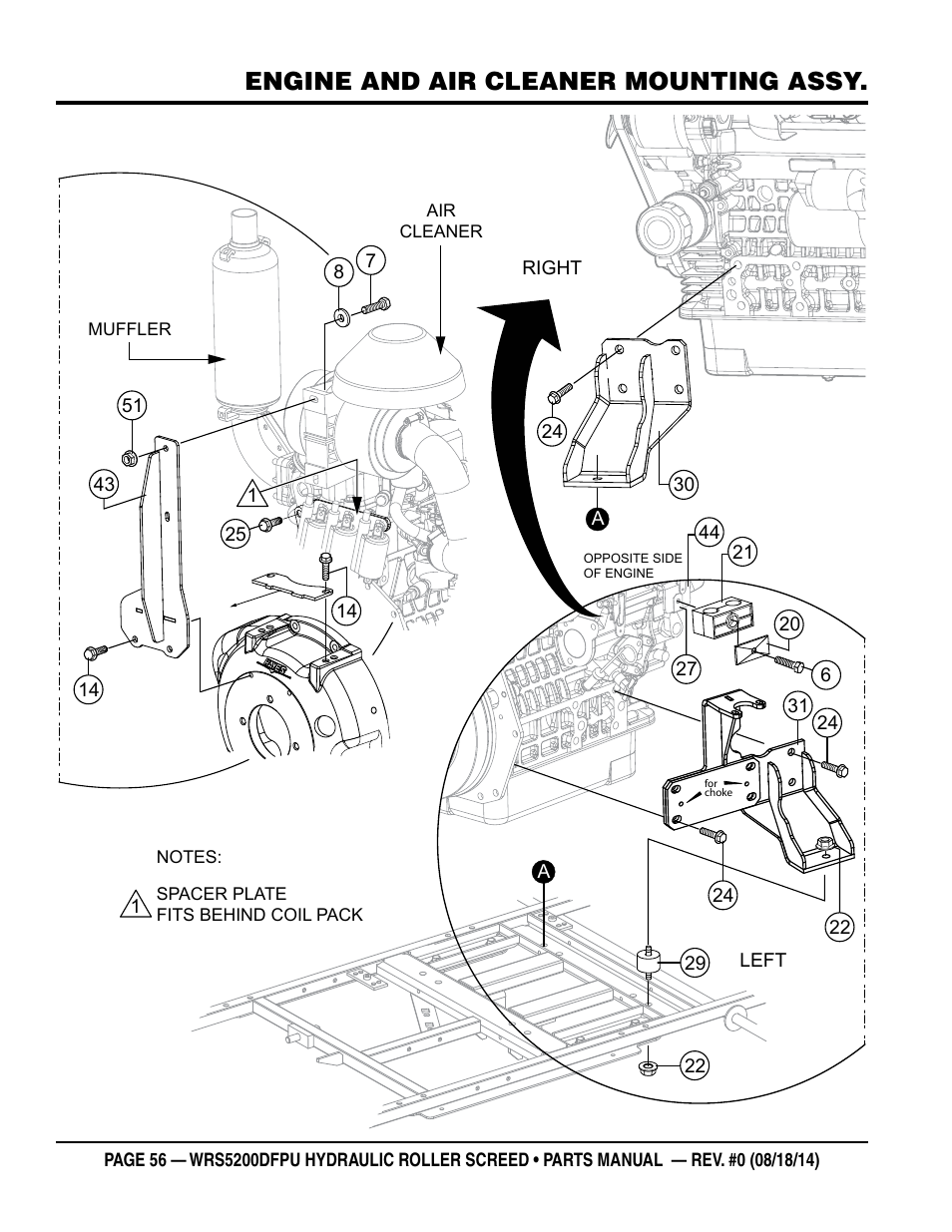 Engine and air cleaner mounting assy | Multiquip WRSPUDF (KUBOTA WG972GL-E3 DUAL FUEL GAS AND PROPANE ENGINE) User Manual | Page 56 / 108