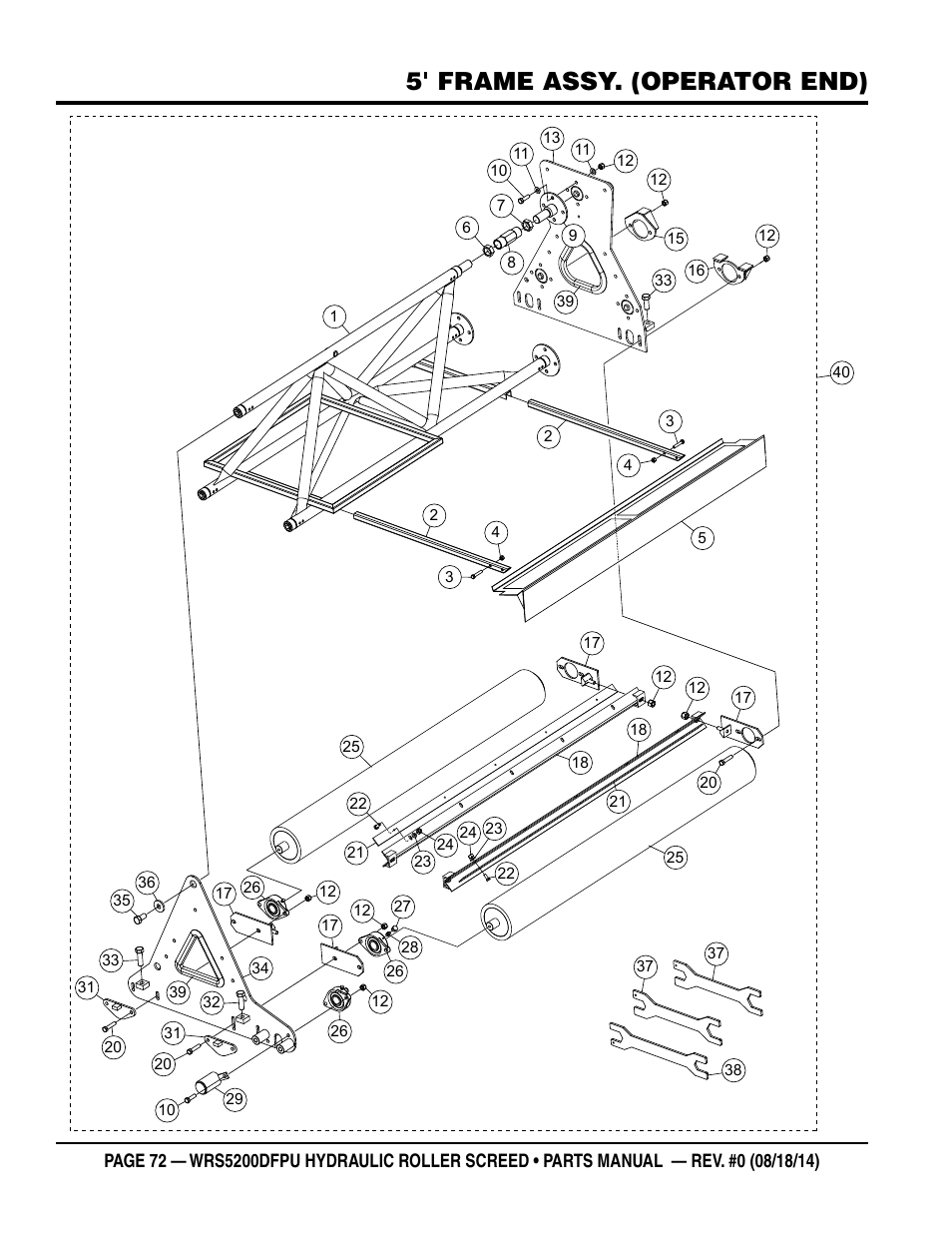 5' frame assy. (operator end) | Multiquip WRSPUDF (KUBOTA WG972GL-E3 DUAL FUEL GAS AND PROPANE ENGINE) User Manual | Page 72 / 108