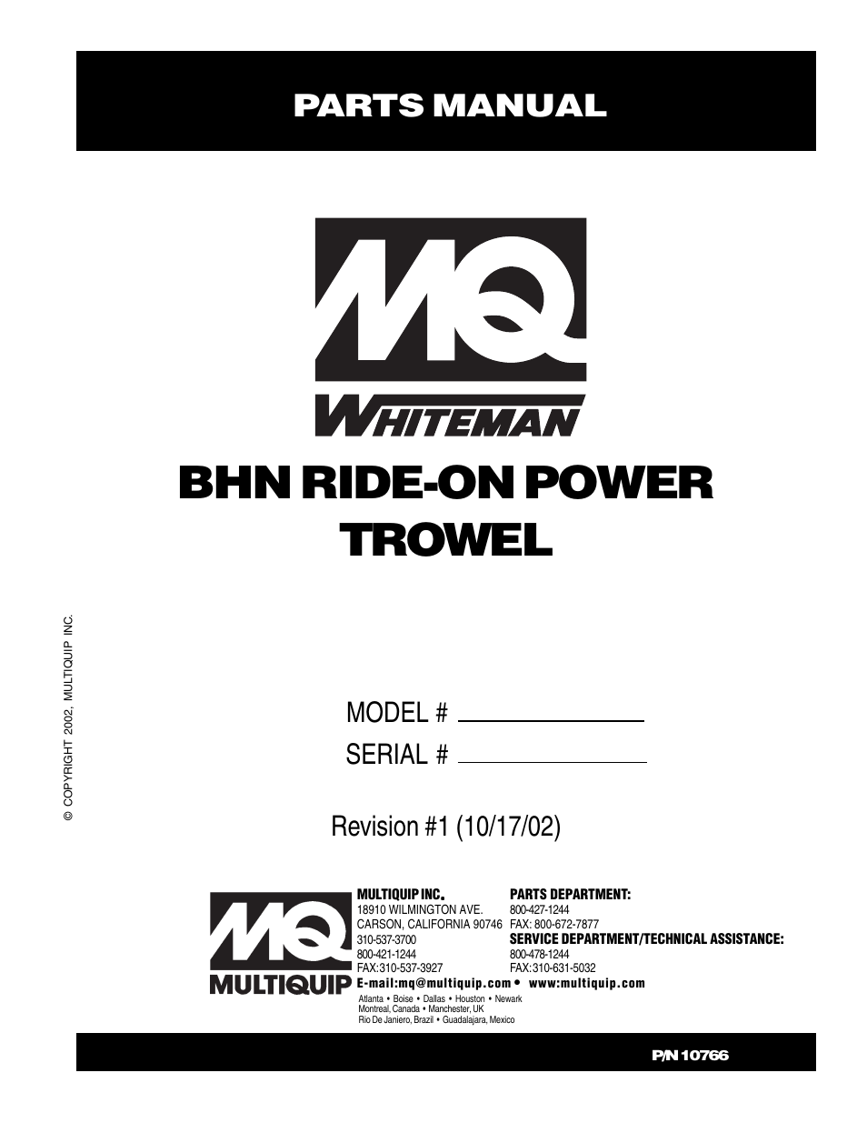 Multiquip BHN User Manual | 64 pages