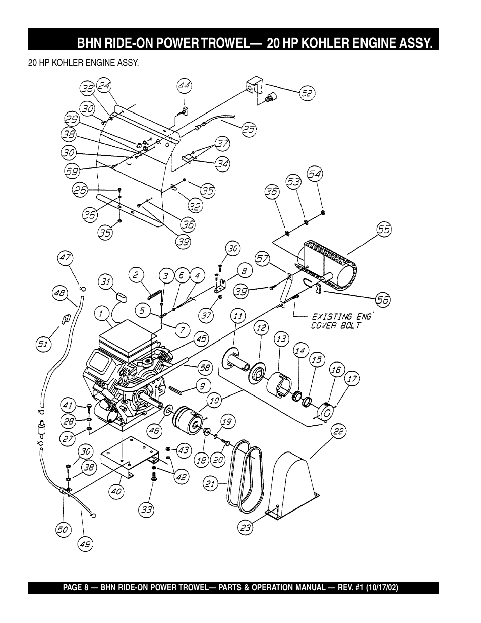 Bhn ride-on power trowel— 20 hp kohler engine assy | Multiquip BHN User Manual | Page 8 / 64