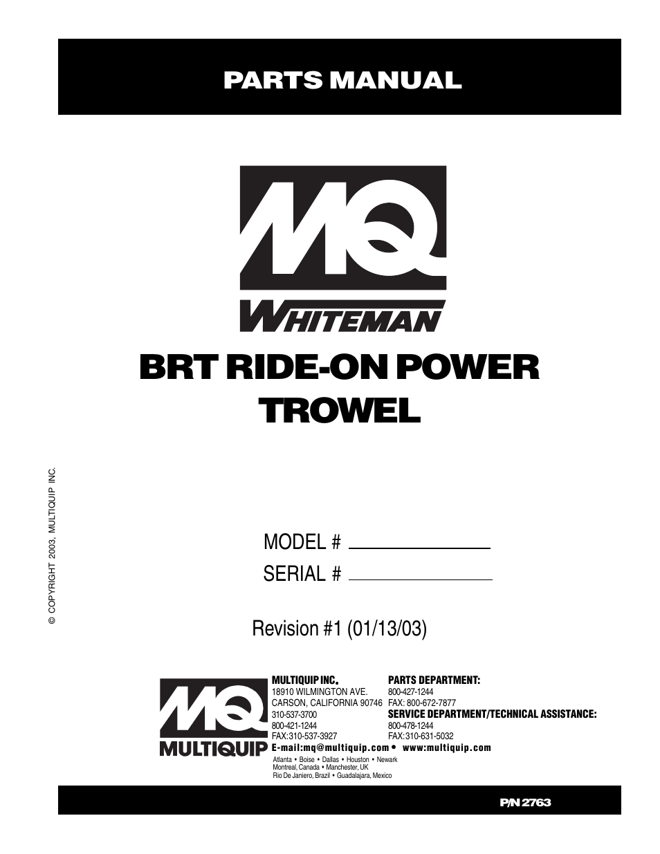 Multiquip BRT User Manual | 76 pages