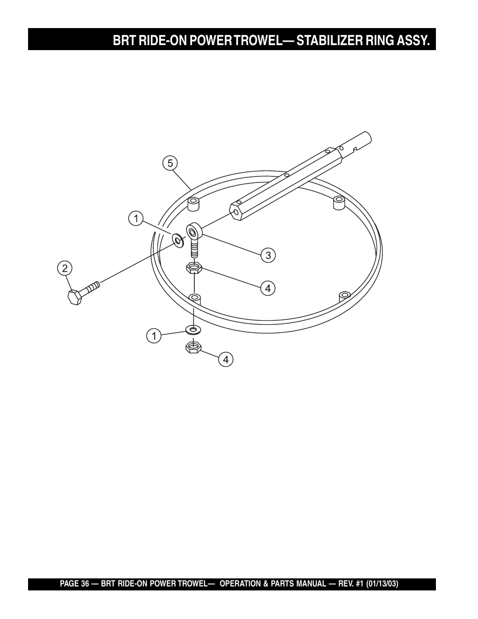 Brt ride-on power trowel— stabilizer ring assy | Multiquip BRT User Manual | Page 36 / 76