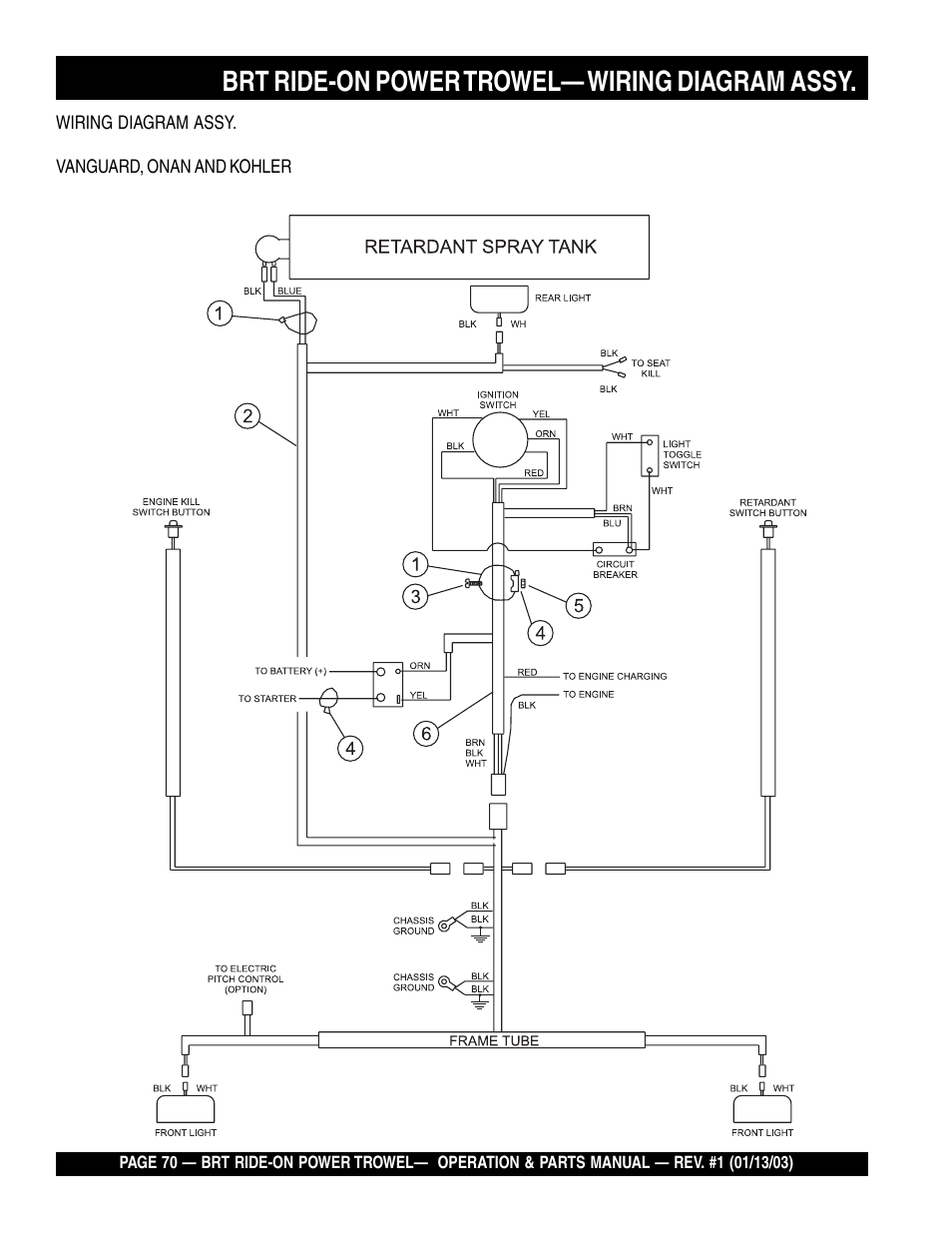 Brt ride-on power trowel— wiring diagram assy | Multiquip BRT User Manual | Page 70 / 76