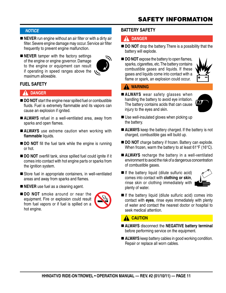 Safety information | Multiquip HHN34TVD User Manual | Page 11 / 46