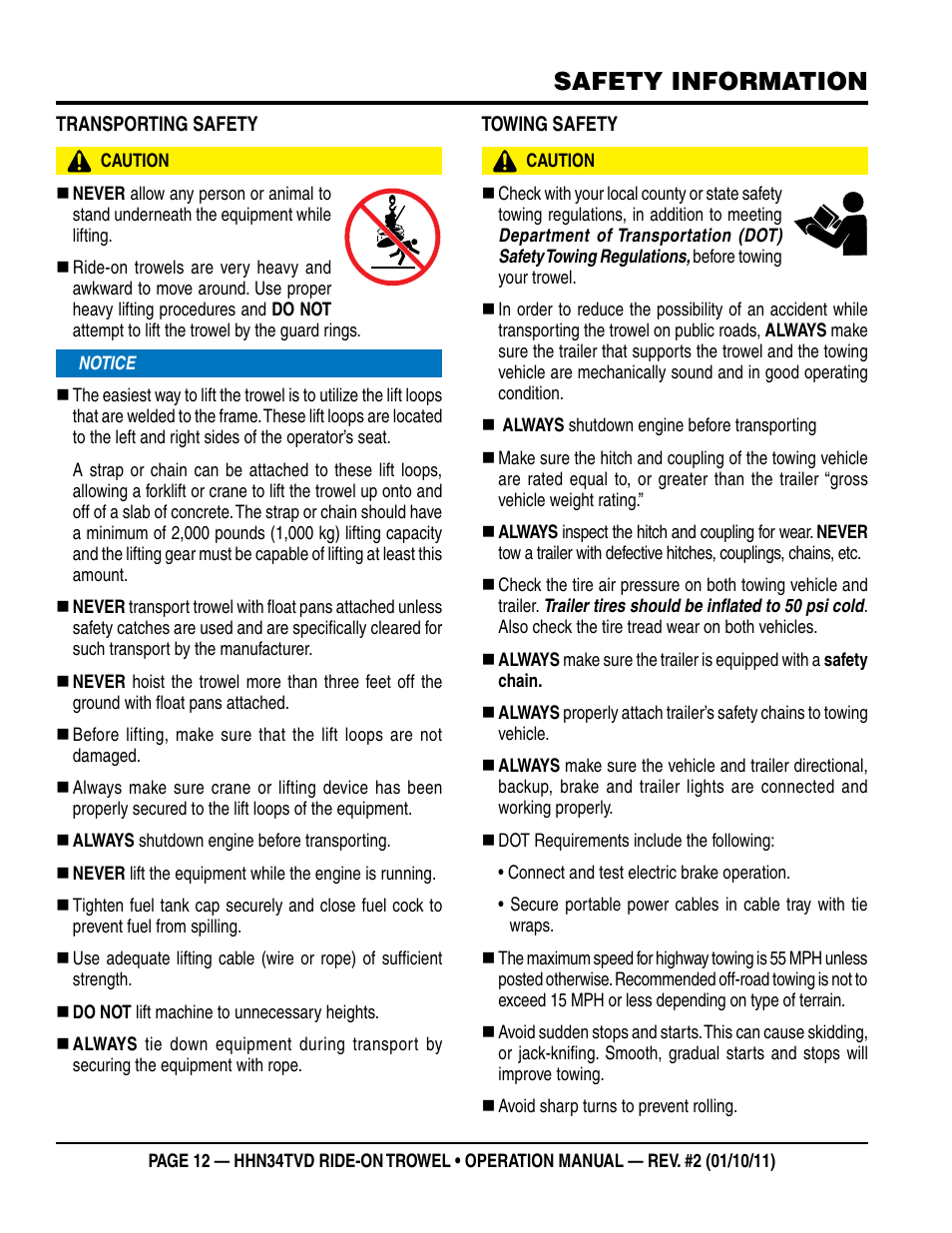 Safety information | Multiquip HHN34TVD User Manual | Page 12 / 46