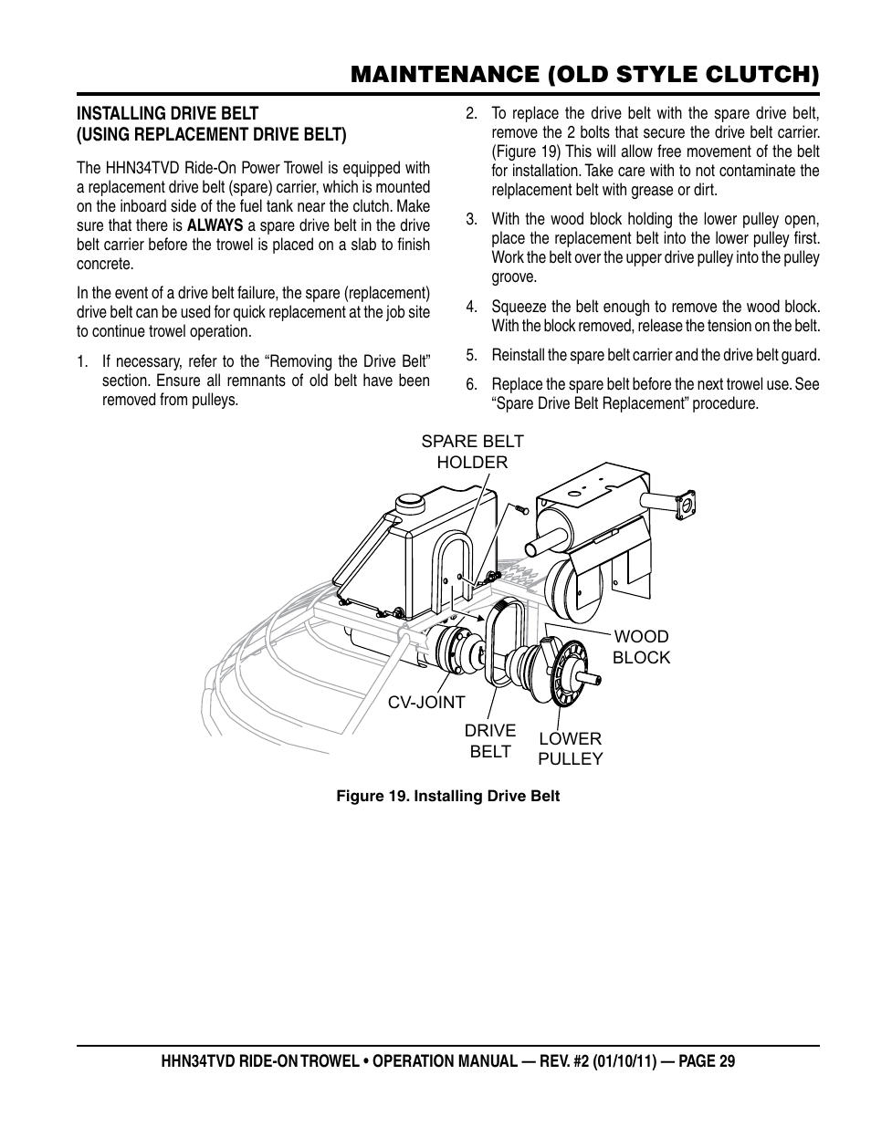 Maintenance (old style clutch) | Multiquip HHN34TVD User Manual | Page 29 / 46