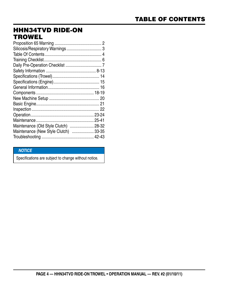 Multiquip HHN34TVD User Manual | Page 4 / 46