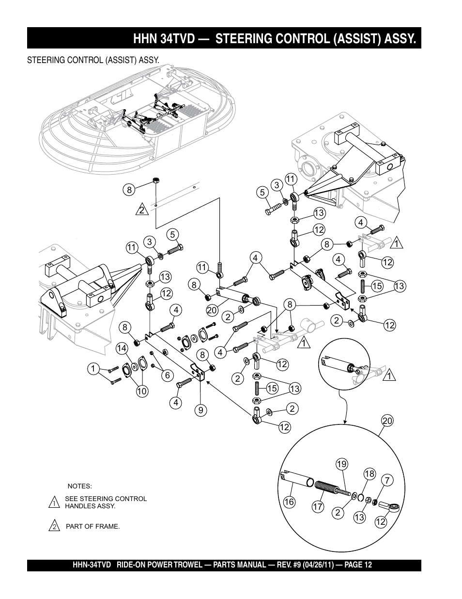 Hhn 34tvd — steering control (assist) assy | Multiquip HHN34TVD User Manual | Page 12 / 68