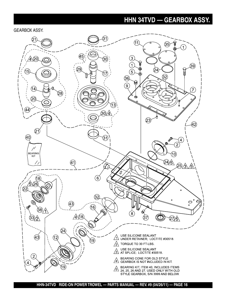 Hhn 34tvd — gearbox assy | Multiquip HHN34TVD User Manual | Page 16 / 68