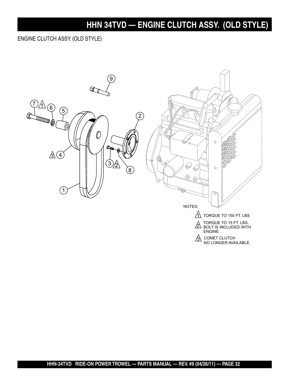 Hhn 34tvd — engine clutch assy. (old style) | Multiquip HHN34TVD User Manual | Page 32 / 68