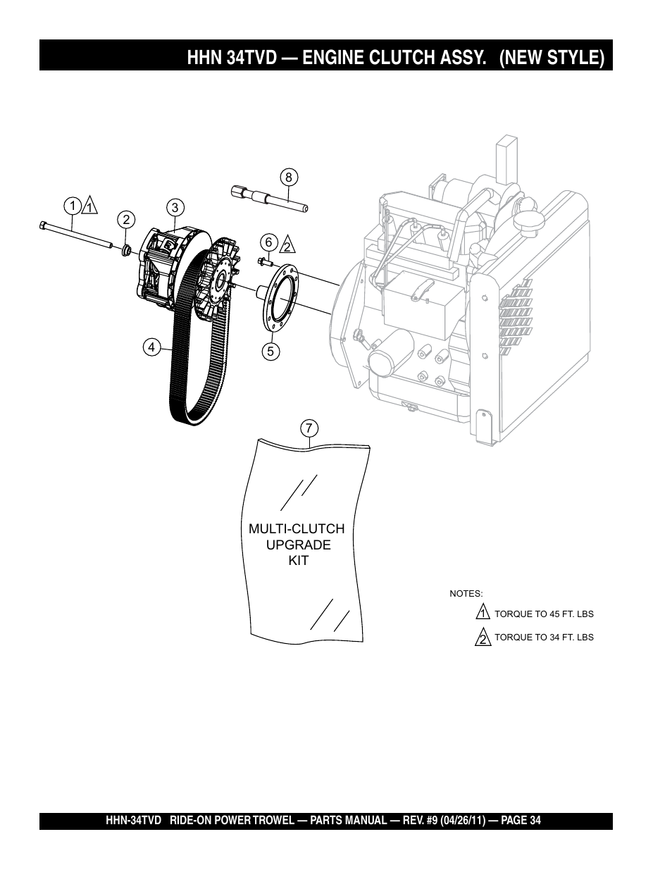 Hhn 34tvd — engine clutch assy. (new style) | Multiquip HHN34TVD User Manual | Page 34 / 68