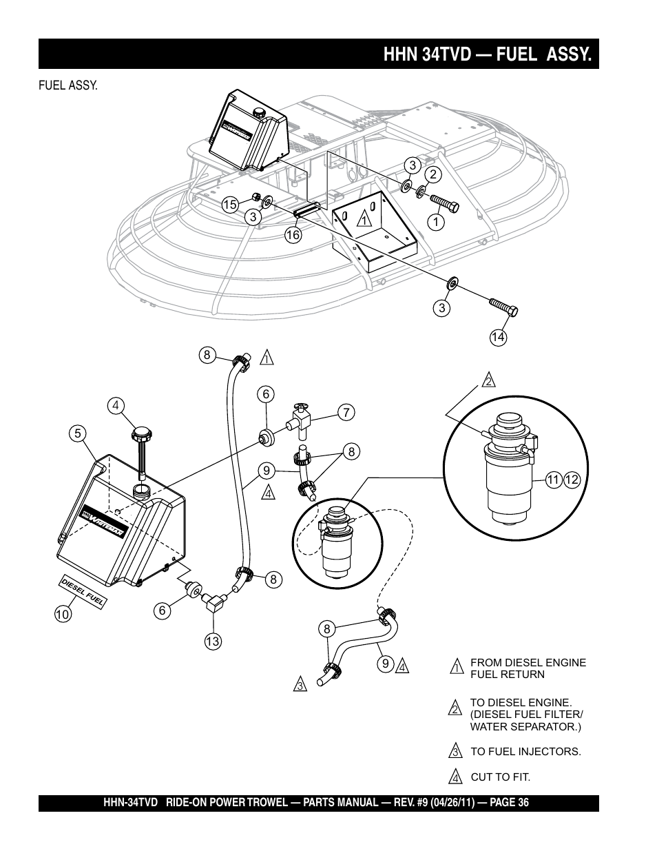 Hhn 34tvd — fuel assy | Multiquip HHN34TVD User Manual | Page 36 / 68