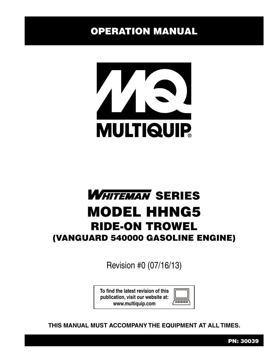 Multiquip HHNG5 User Manual | 42 pages