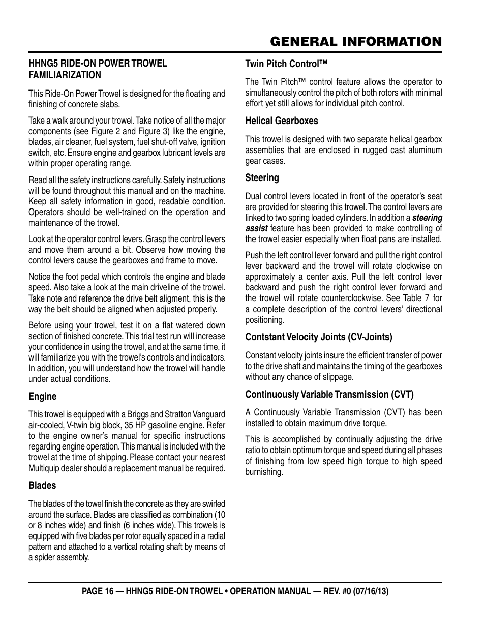 General information | Multiquip HHNG5 User Manual | Page 16 / 42
