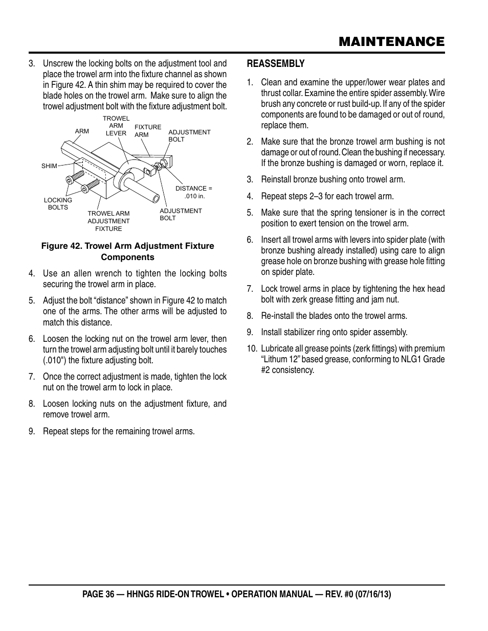 Maintenance, Reassembly | Multiquip HHNG5 User Manual | Page 36 / 42