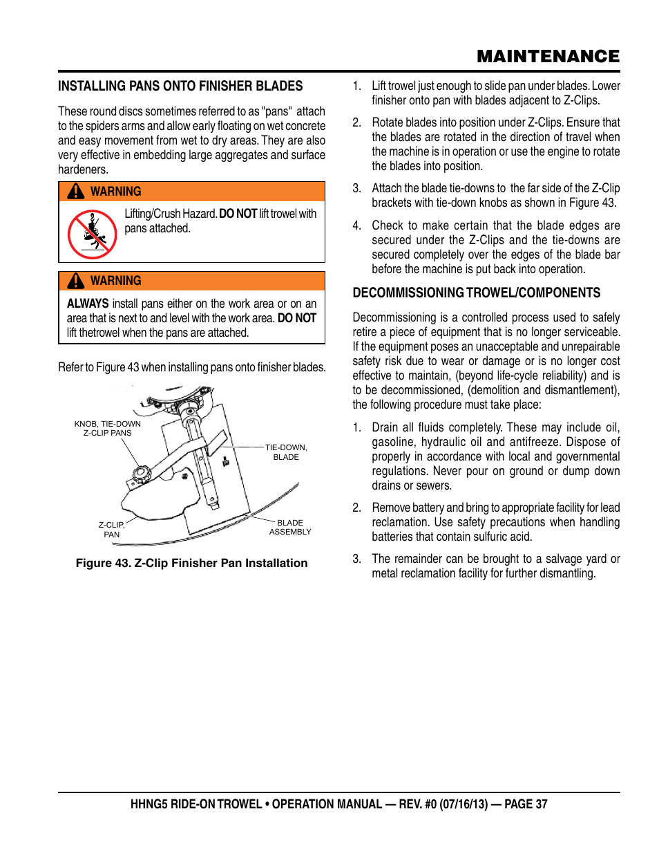 Maintenance | Multiquip HHNG5 User Manual | Page 37 / 42