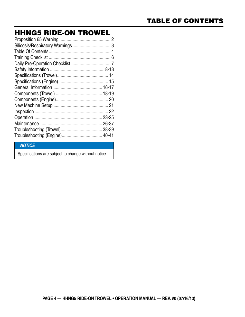 Multiquip HHNG5 User Manual | Page 4 / 42