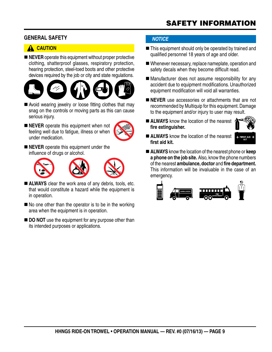 Safety information | Multiquip HHNG5 User Manual | Page 9 / 42