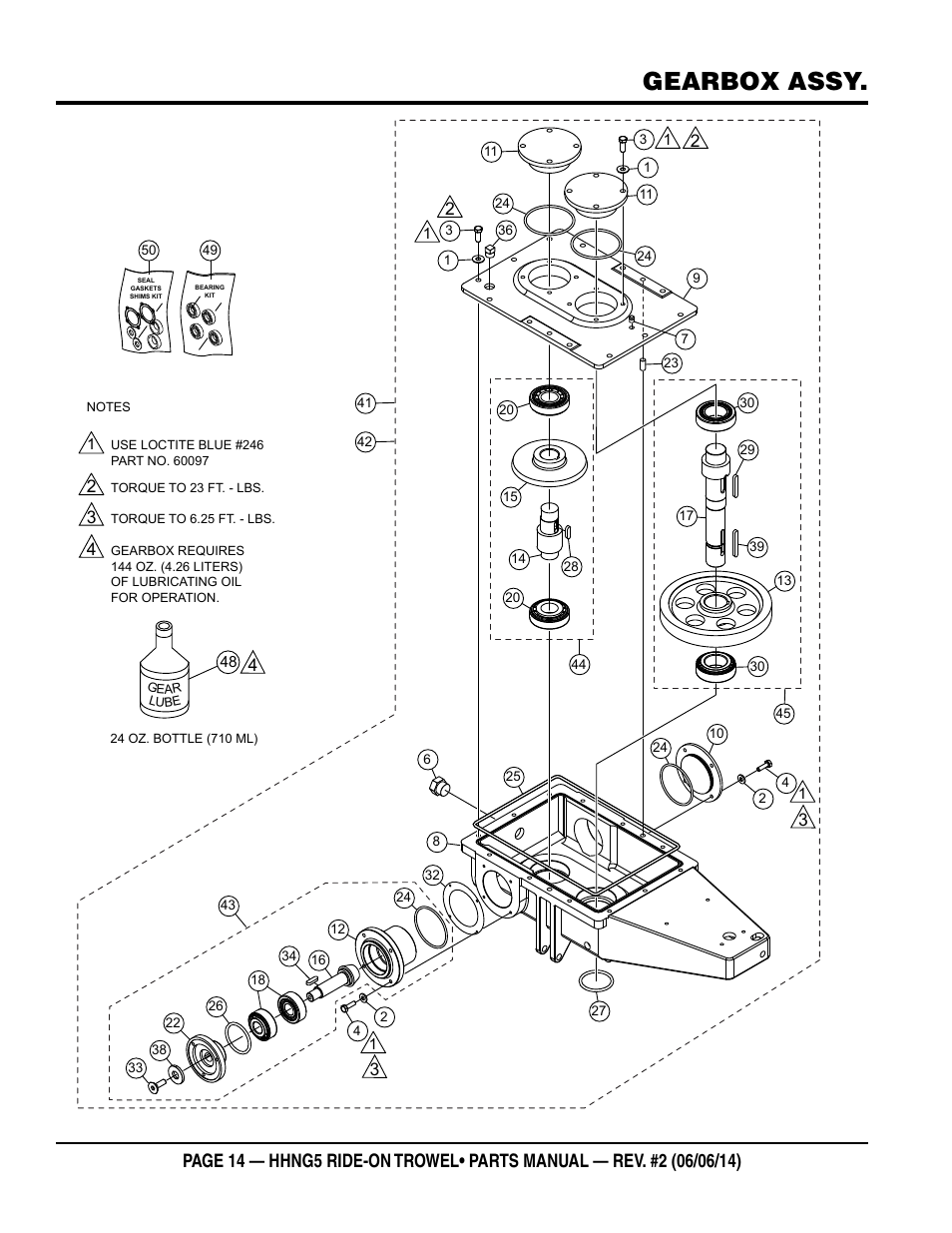 Gearbox assy | Multiquip HHNG5 User Manual | Page 14 / 62