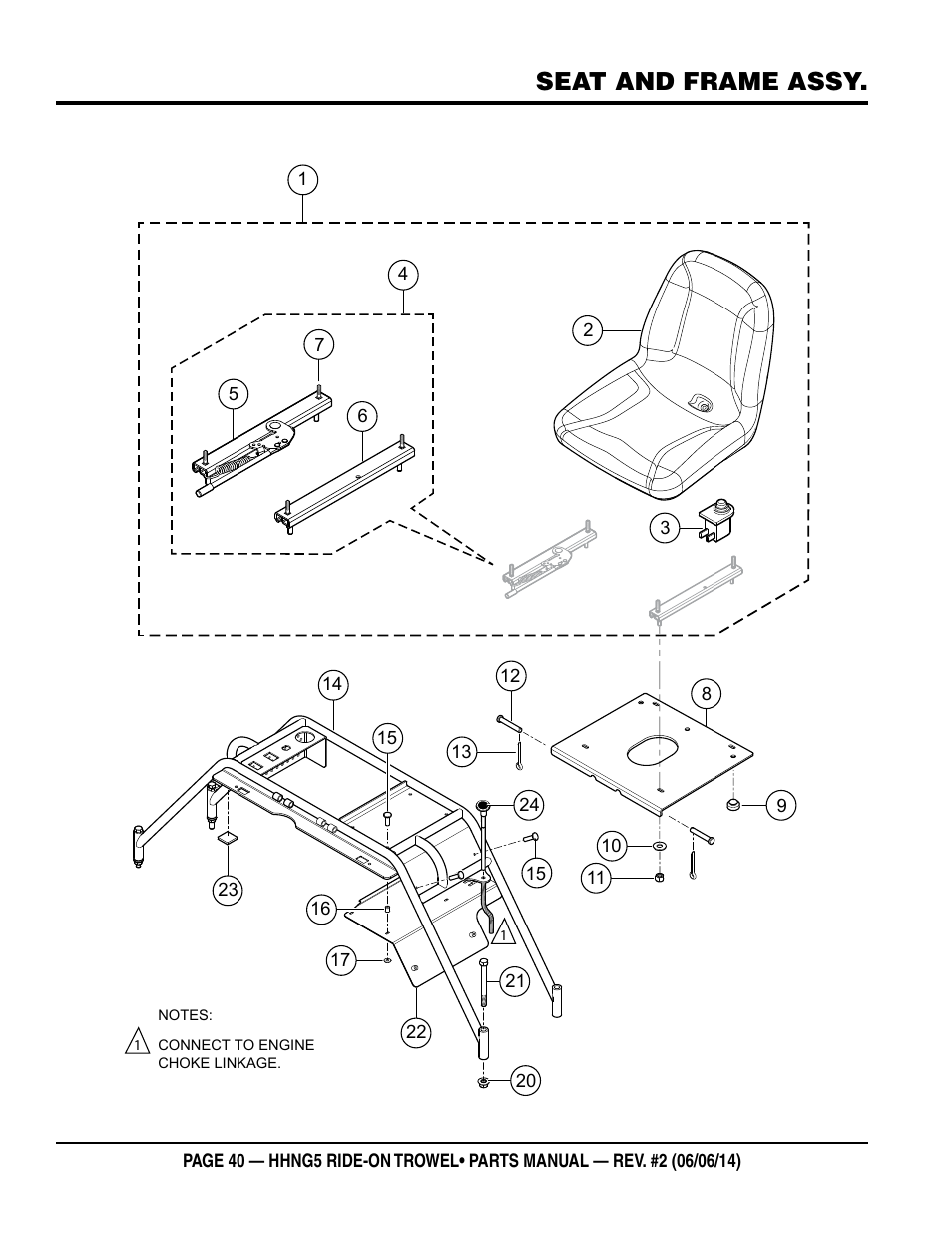 Seat and frame assy | Multiquip HHNG5 User Manual | Page 40 / 62