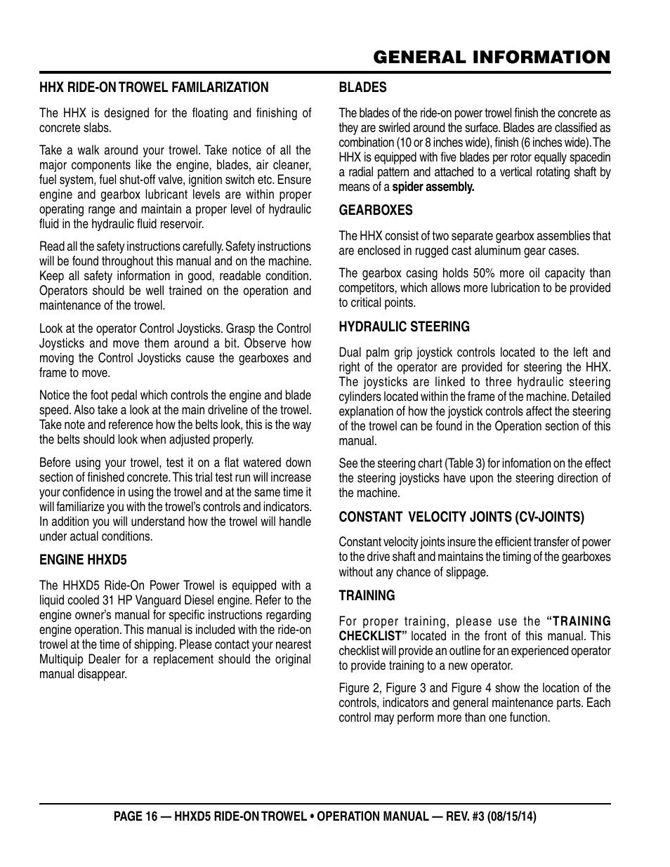 General information | Multiquip HHXD5 User Manual | Page 16 / 54