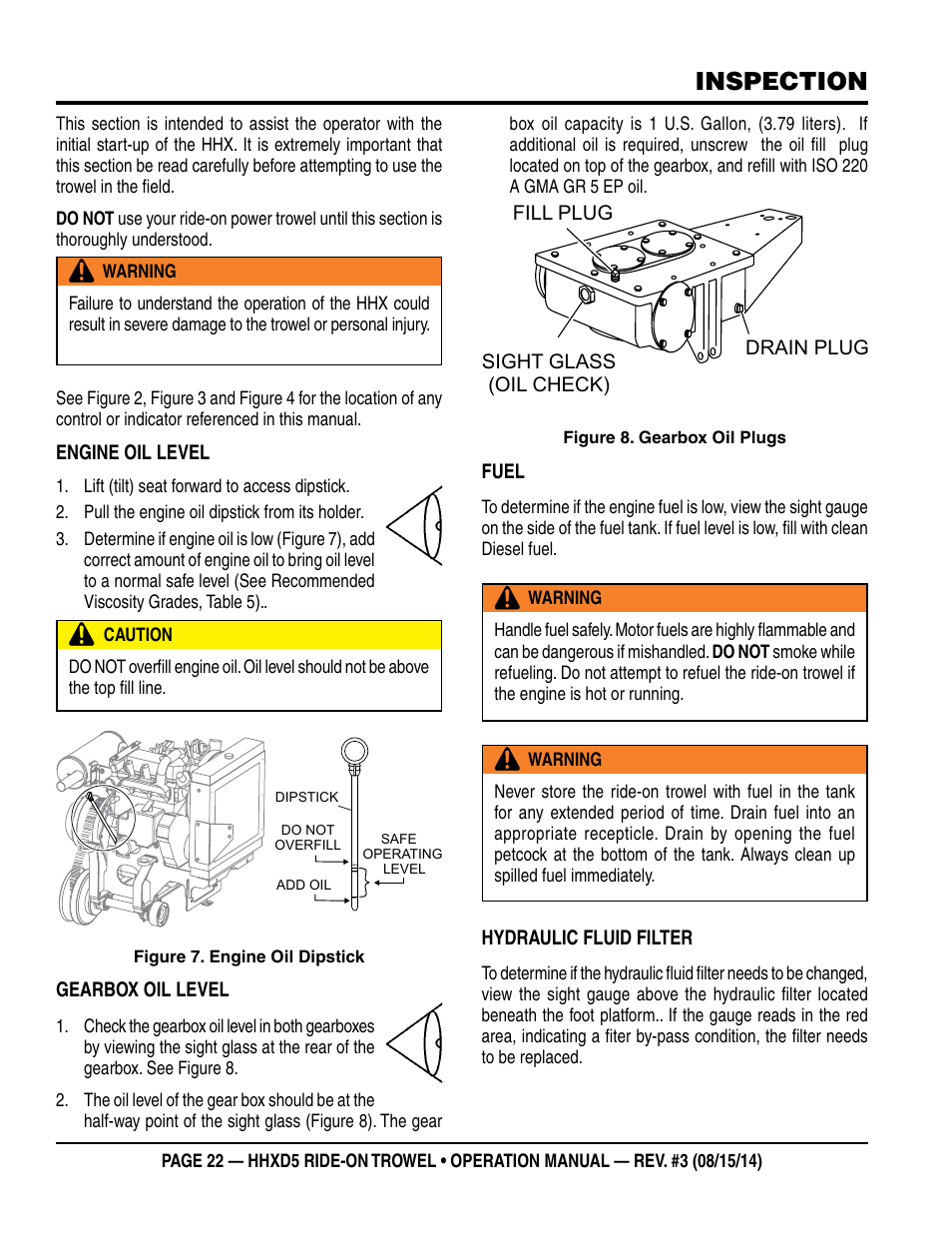 Inspection | Multiquip HHXD5 User Manual | Page 22 / 54