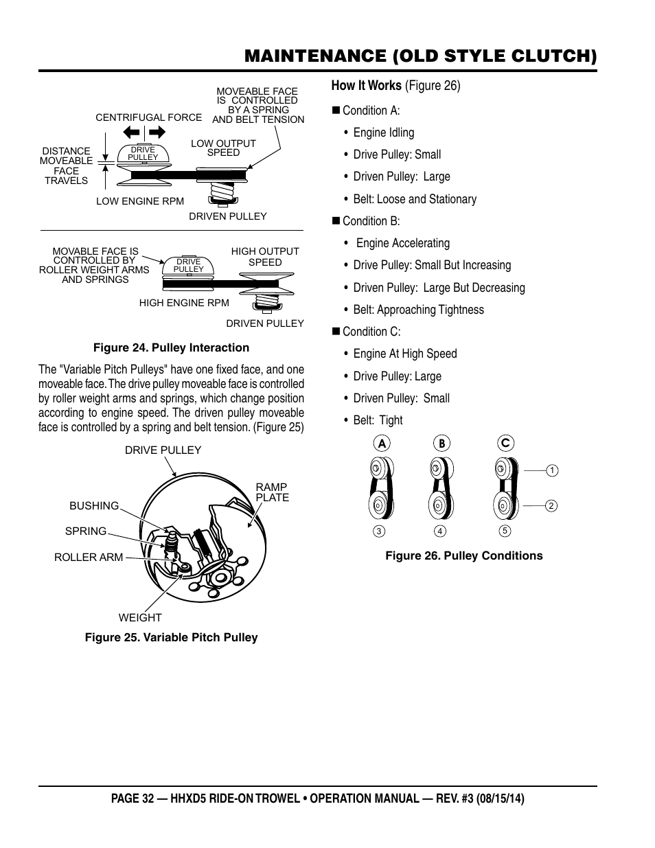 Maintenance (old style clutch), How it works (figure 26) | Multiquip HHXD5 User Manual | Page 32 / 54