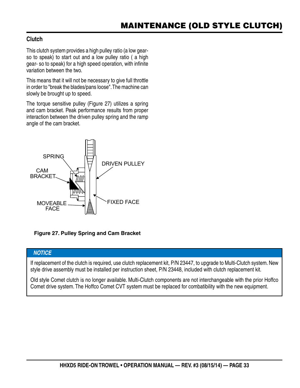 Maintenance (old style clutch) | Multiquip HHXD5 User Manual | Page 33 / 54