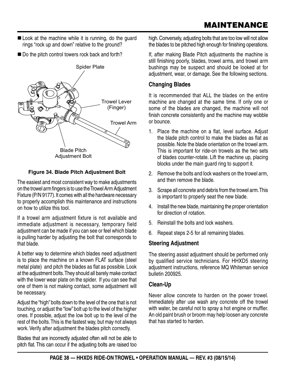 Maintenance | Multiquip HHXD5 User Manual | Page 38 / 54