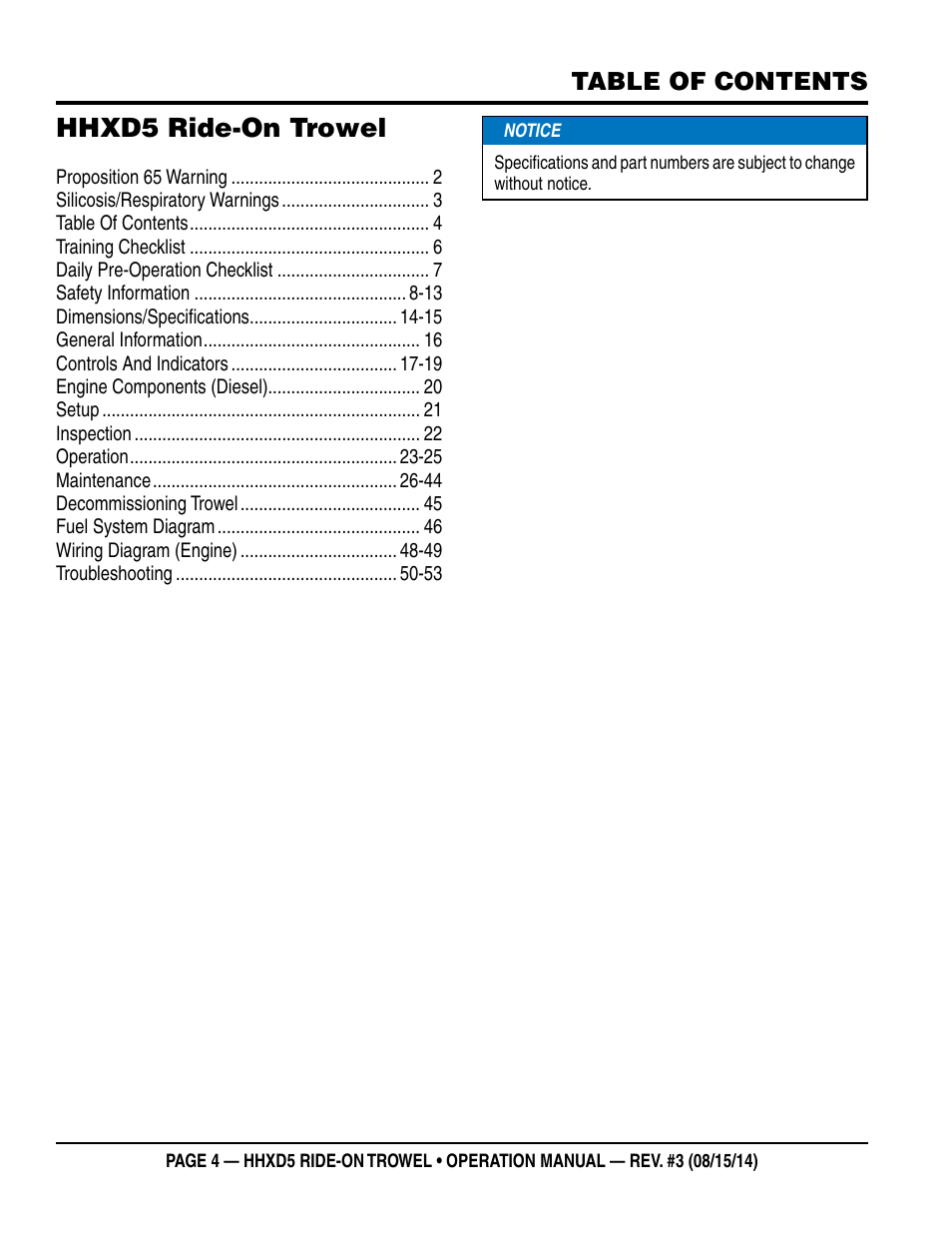 Multiquip HHXD5 User Manual | Page 4 / 54