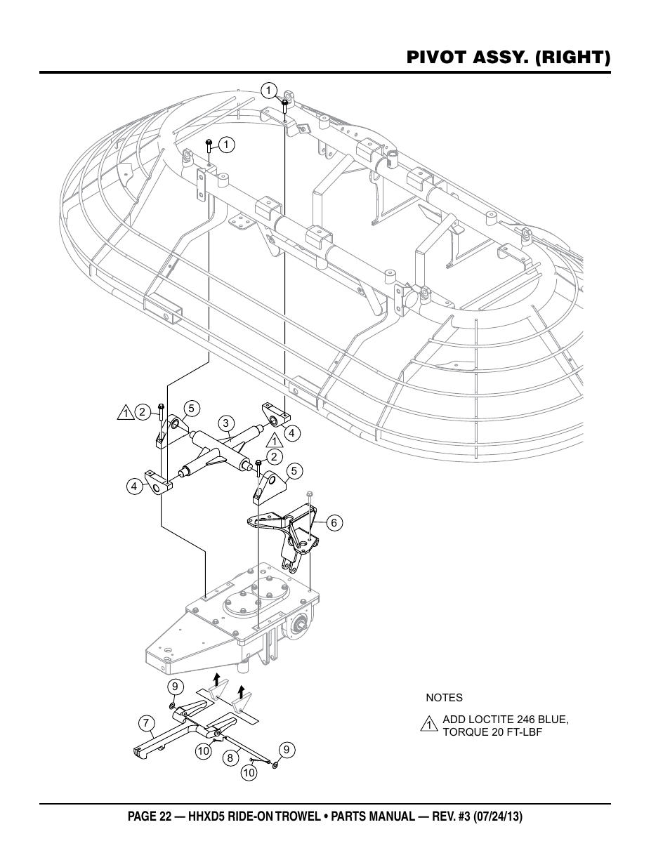 Pivot assy. (right) | Multiquip HHXD5 User Manual | Page 22 / 68