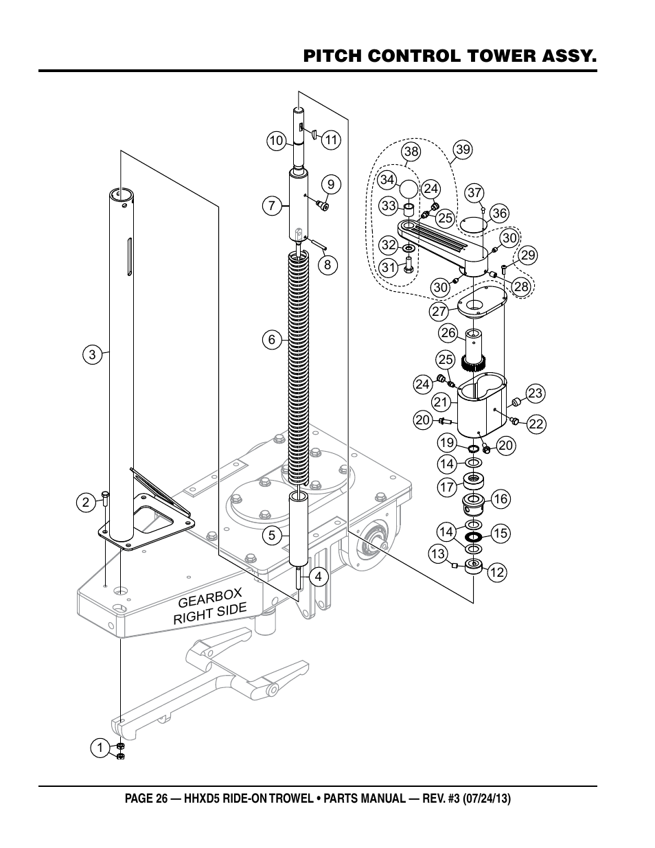 Pitch control tower assy | Multiquip HHXD5 User Manual | Page 26 / 68