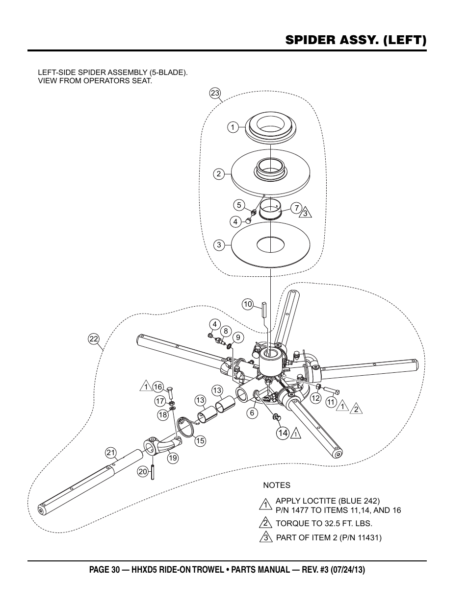Spider assy. (left) | Multiquip HHXD5 User Manual | Page 30 / 68