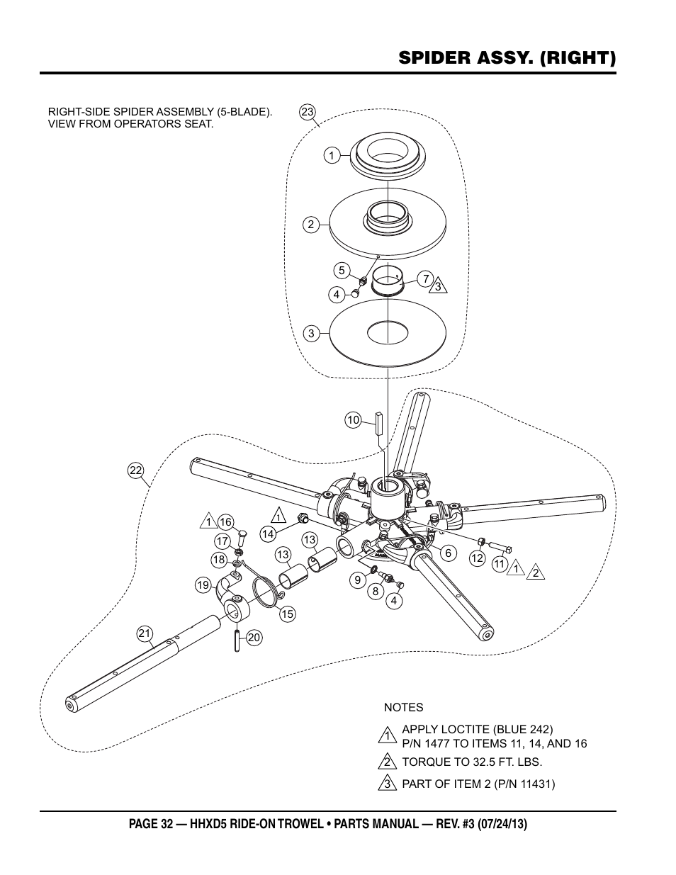 Spider assy. (right) | Multiquip HHXD5 User Manual | Page 32 / 68
