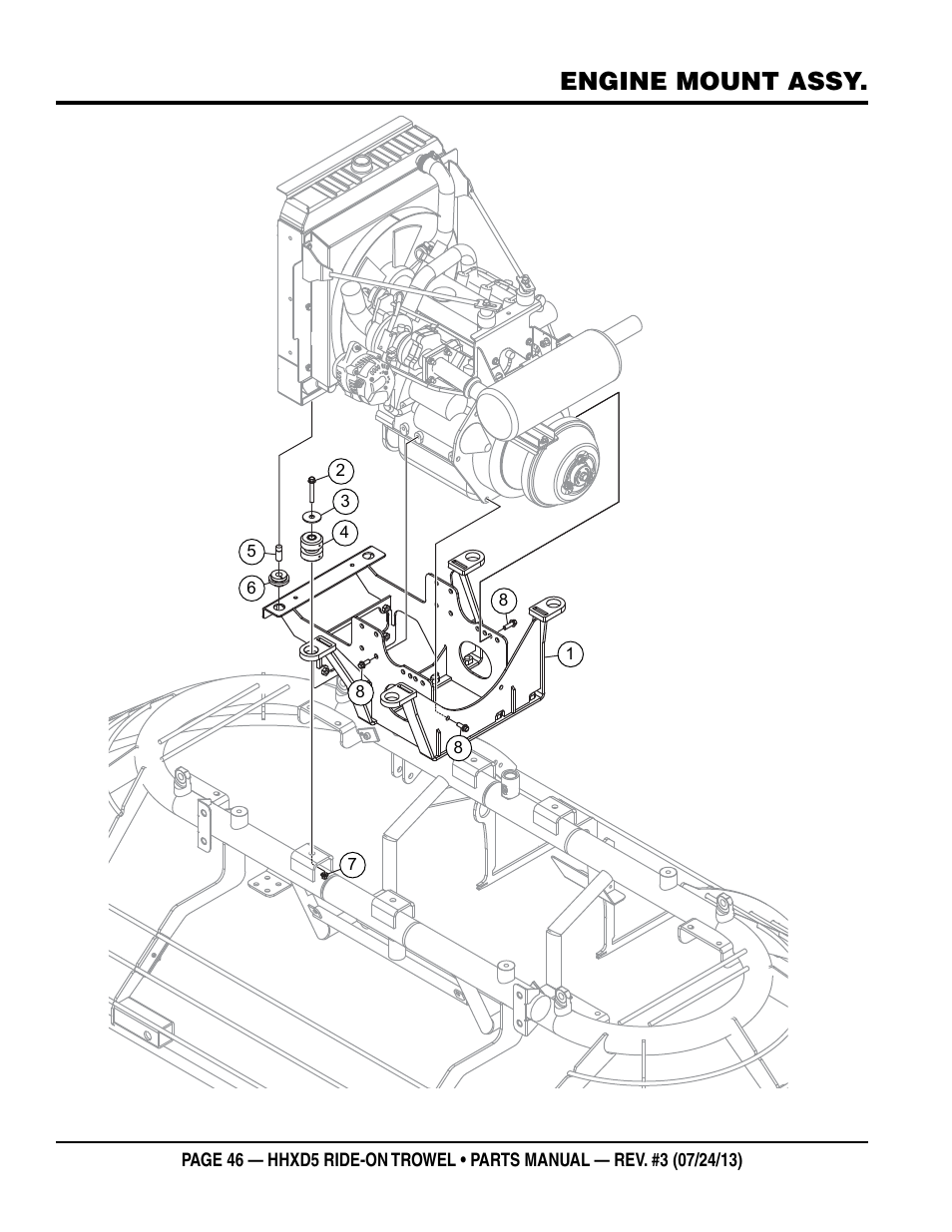 Engine mount assy | Multiquip HHXD5 User Manual | Page 46 / 68