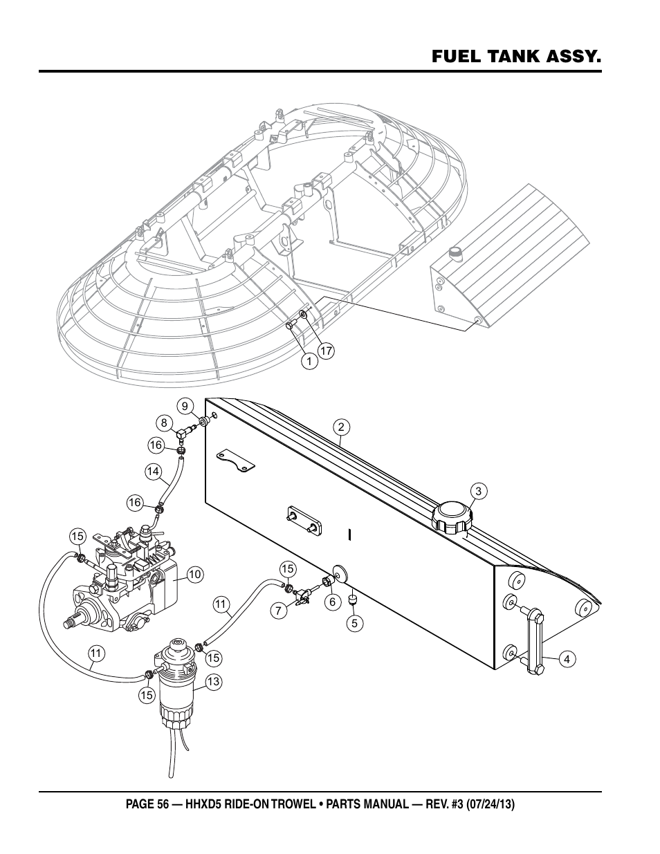Fuel tank assy | Multiquip HHXD5 User Manual | Page 56 / 68