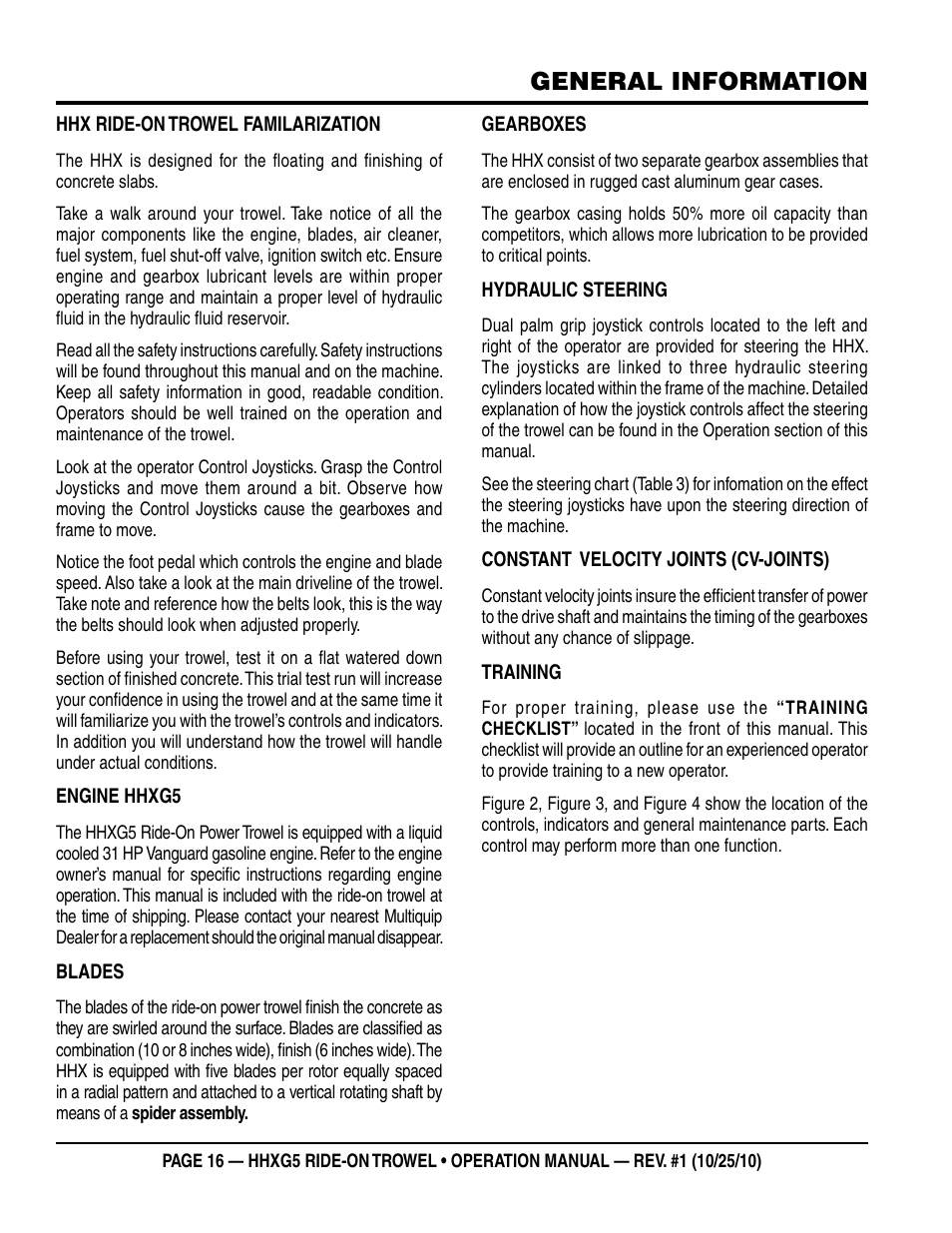 General information | Multiquip HHXG5 User Manual | Page 16 / 52