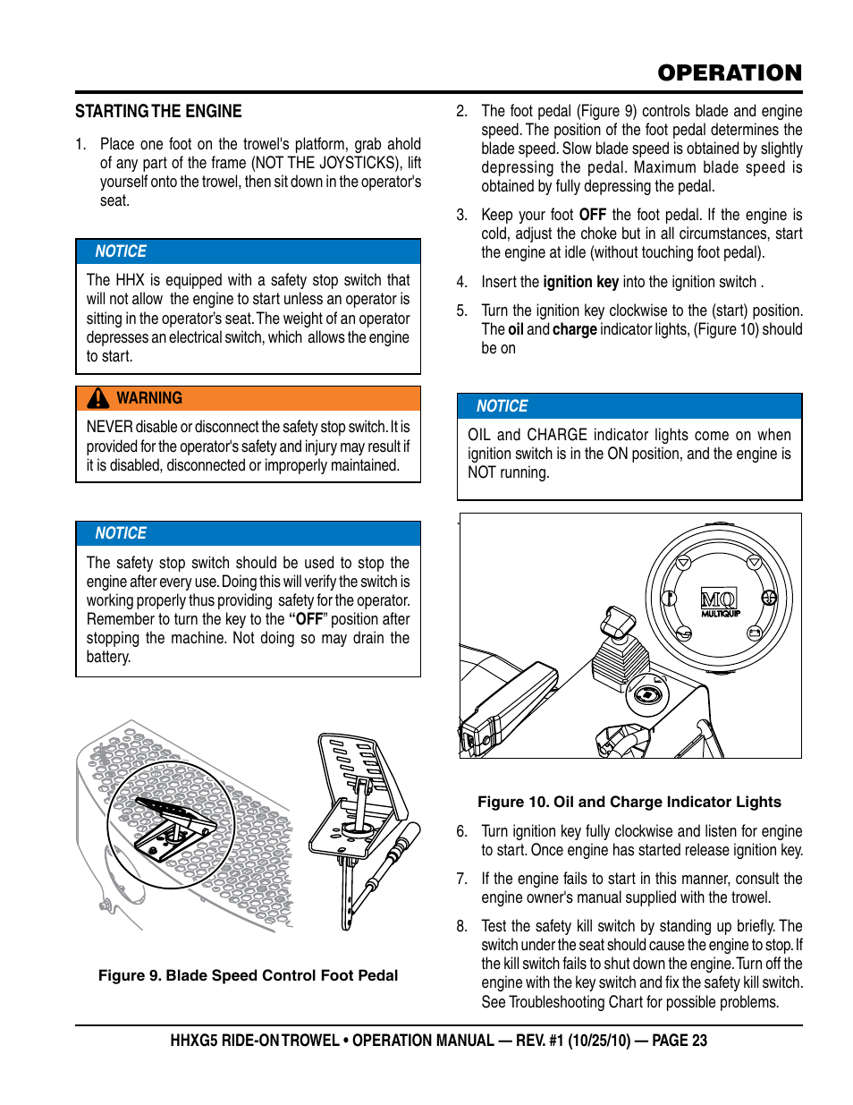 Operation | Multiquip HHXG5 User Manual | Page 23 / 52