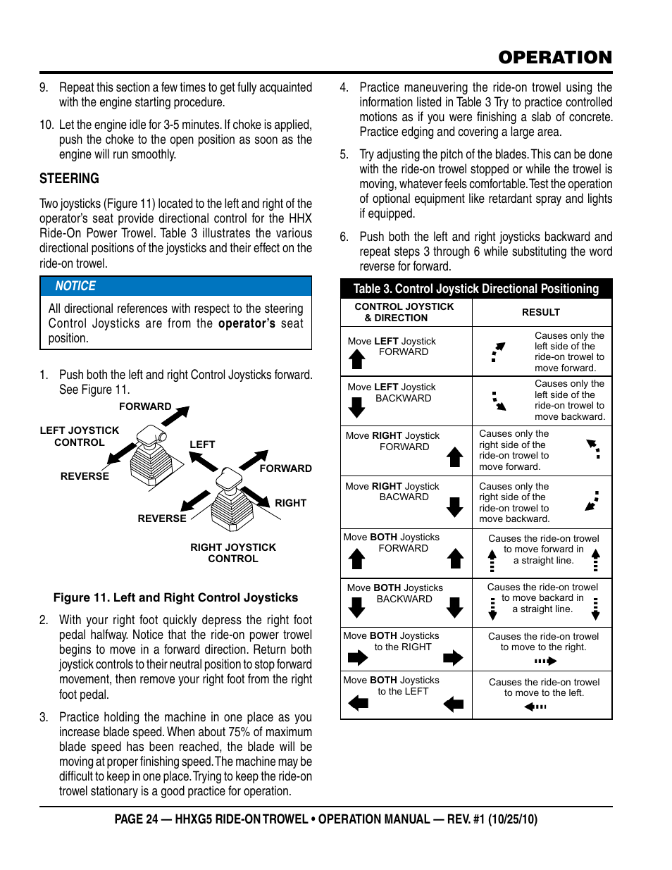 Operation, Steering | Multiquip HHXG5 User Manual | Page 24 / 52