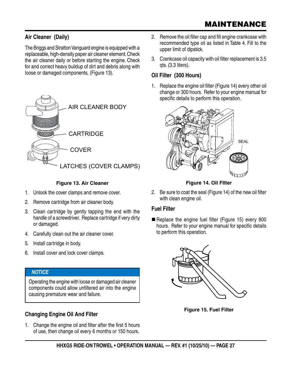 Maintenance | Multiquip HHXG5 User Manual | Page 27 / 52