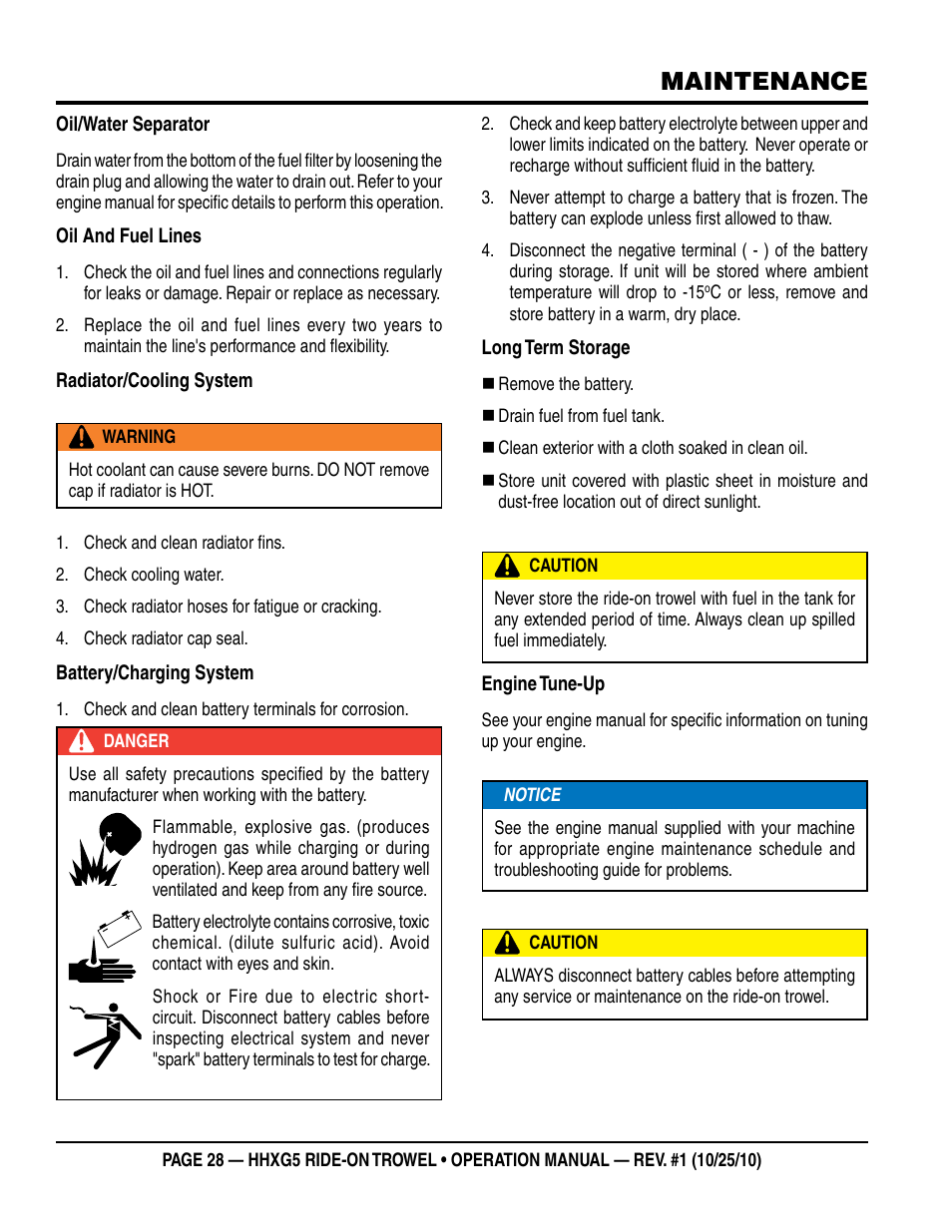 Maintenance | Multiquip HHXG5 User Manual | Page 28 / 52