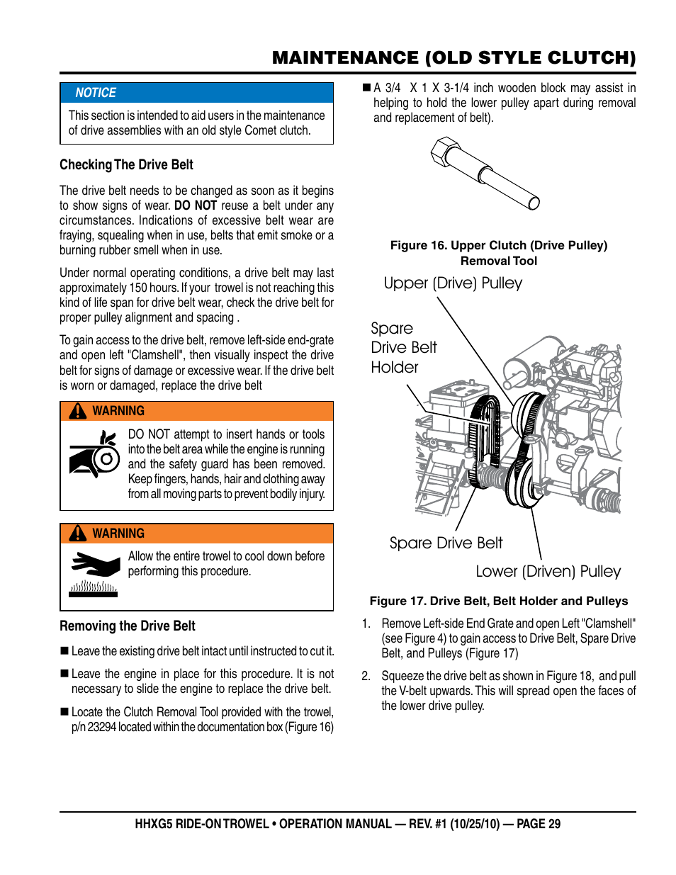 Maintenance (old style clutch) | Multiquip HHXG5 User Manual | Page 29 / 52