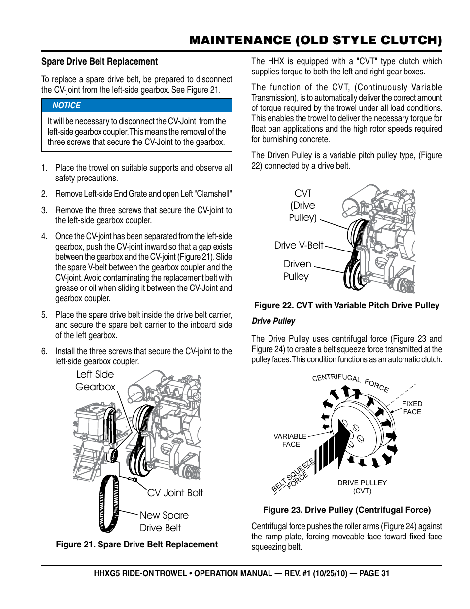 Maintenance (old style clutch) | Multiquip HHXG5 User Manual | Page 31 / 52