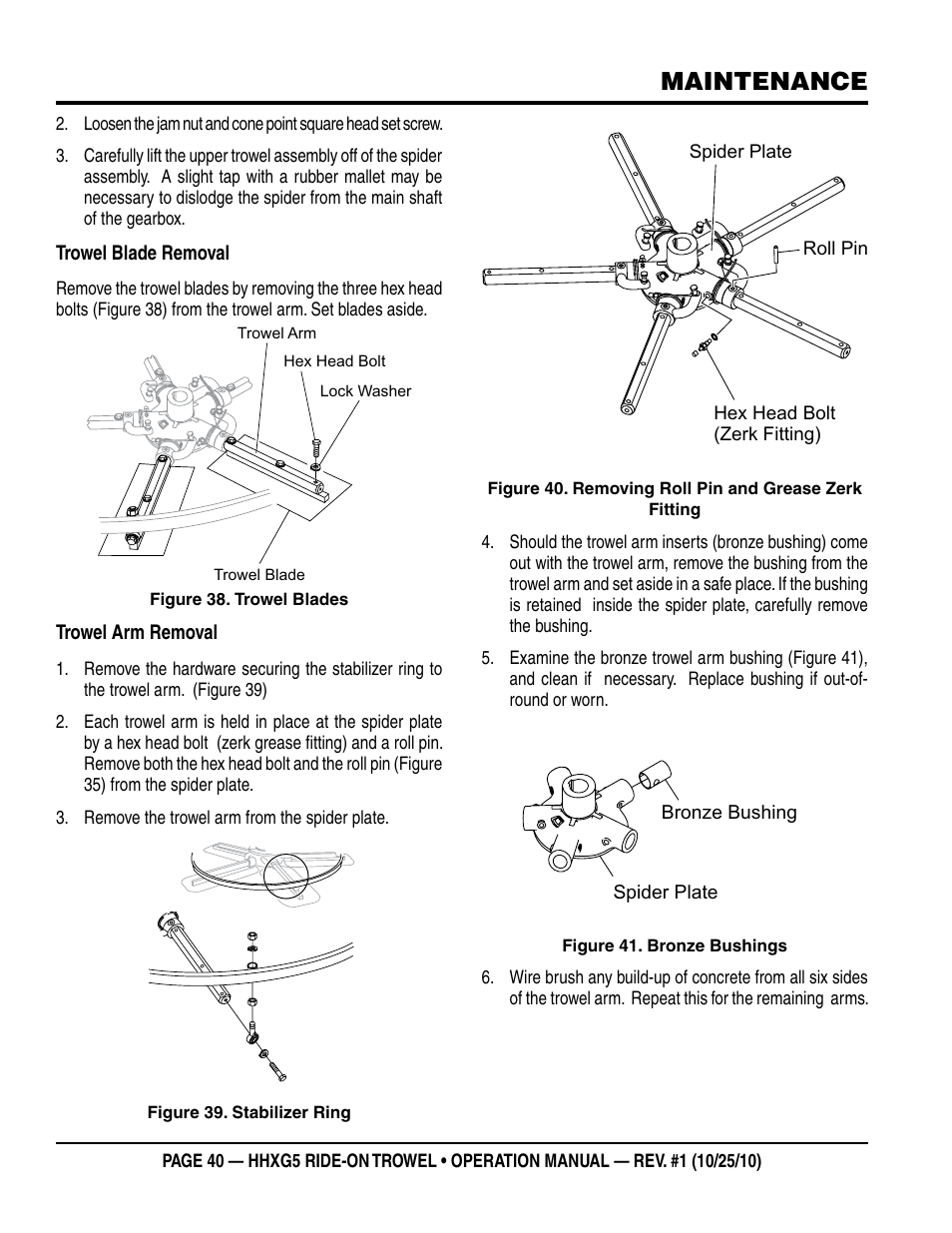 Maintenance | Multiquip HHXG5 User Manual | Page 40 / 52