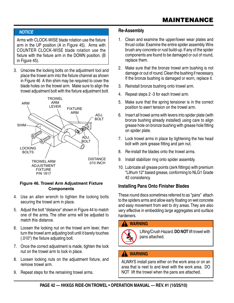 Maintenance | Multiquip HHXG5 User Manual | Page 42 / 52